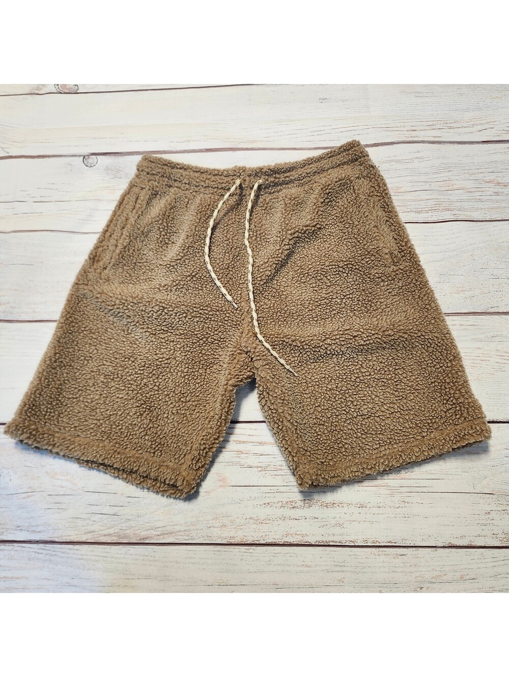 Urban Outfitters Brown Sherpa Fleece Drawstring Shorts Medium With Pockets